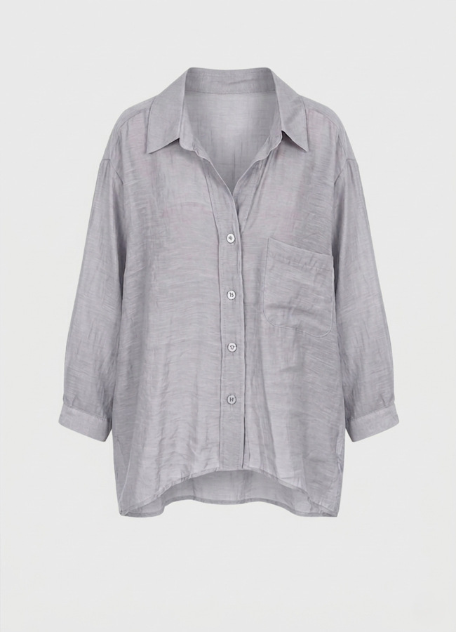 Açık Gri Renk Modal Karışımlı Oversize Gömlek