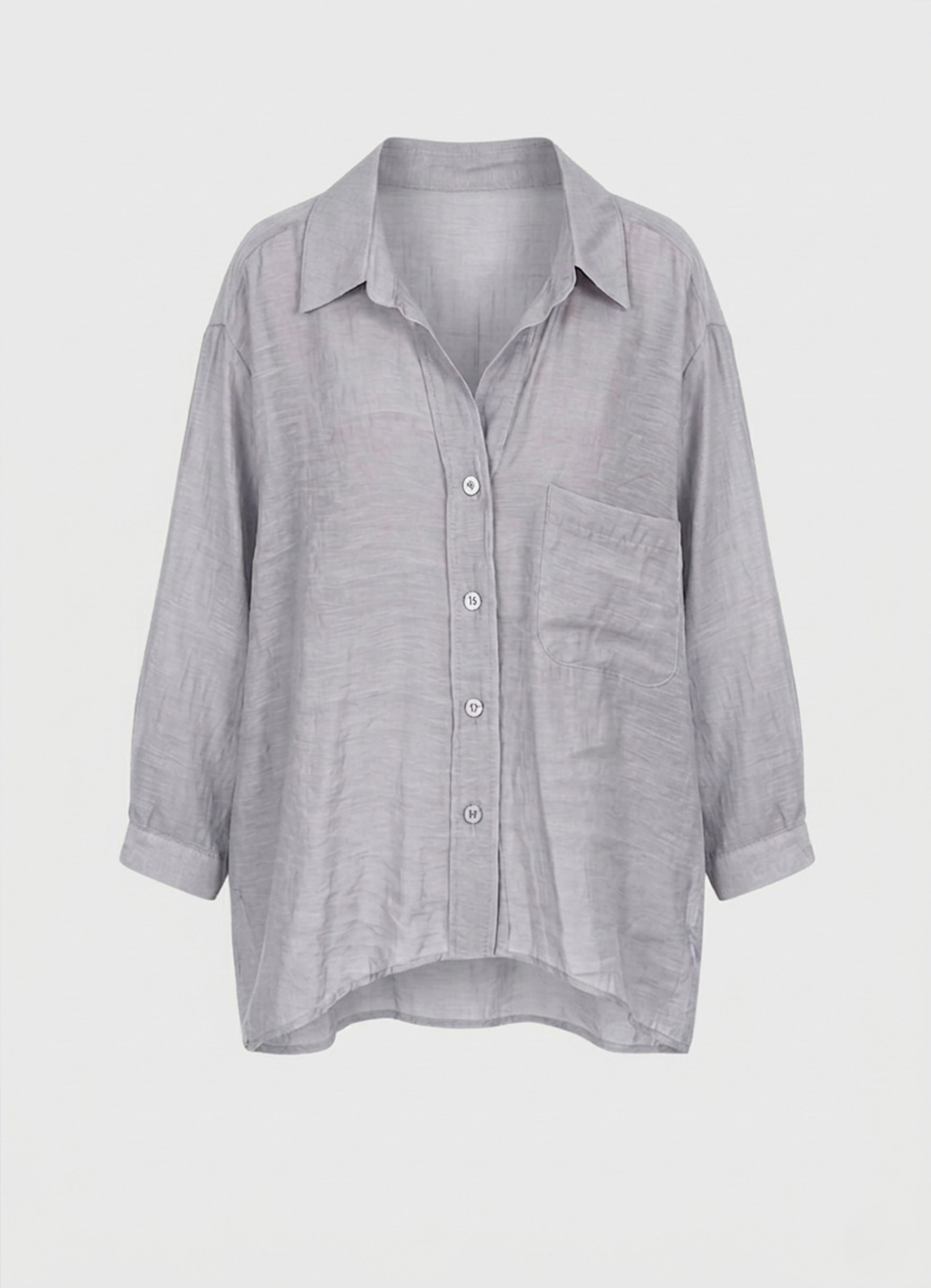 Açık Gri Renk Modal Karışımlı Oversize Gömlek