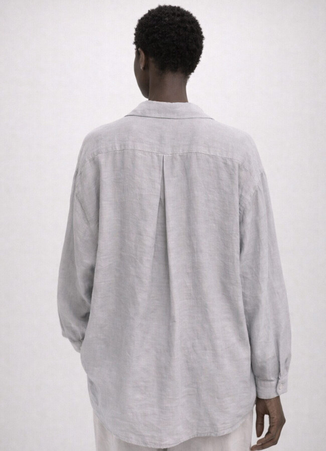 Açık Gri Renk Modal Karışımlı Oversize Gömlek - 2