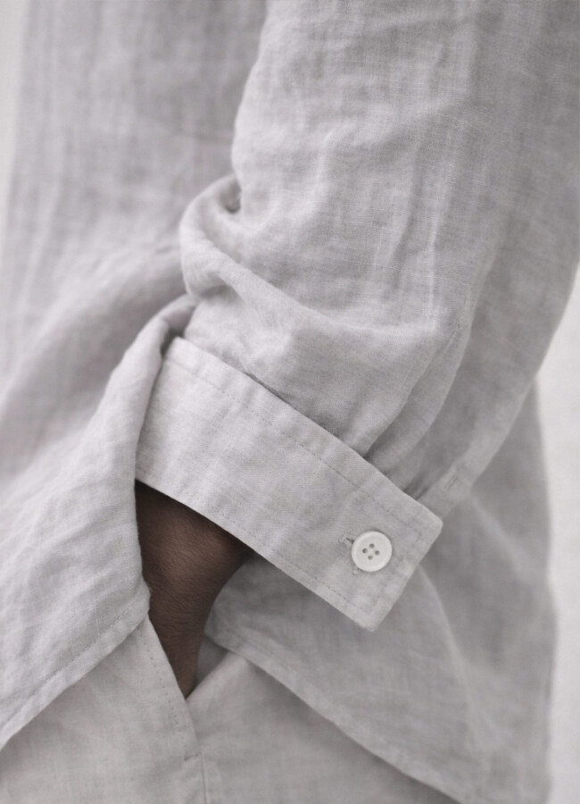 Açık Gri Renk Modal Karışımlı Oversize Gömlek - 4