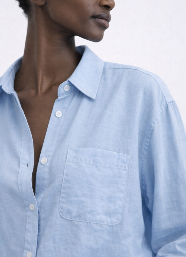 Açık Mavi Renk Modal Karışımlı Oversize Gömlek - 2