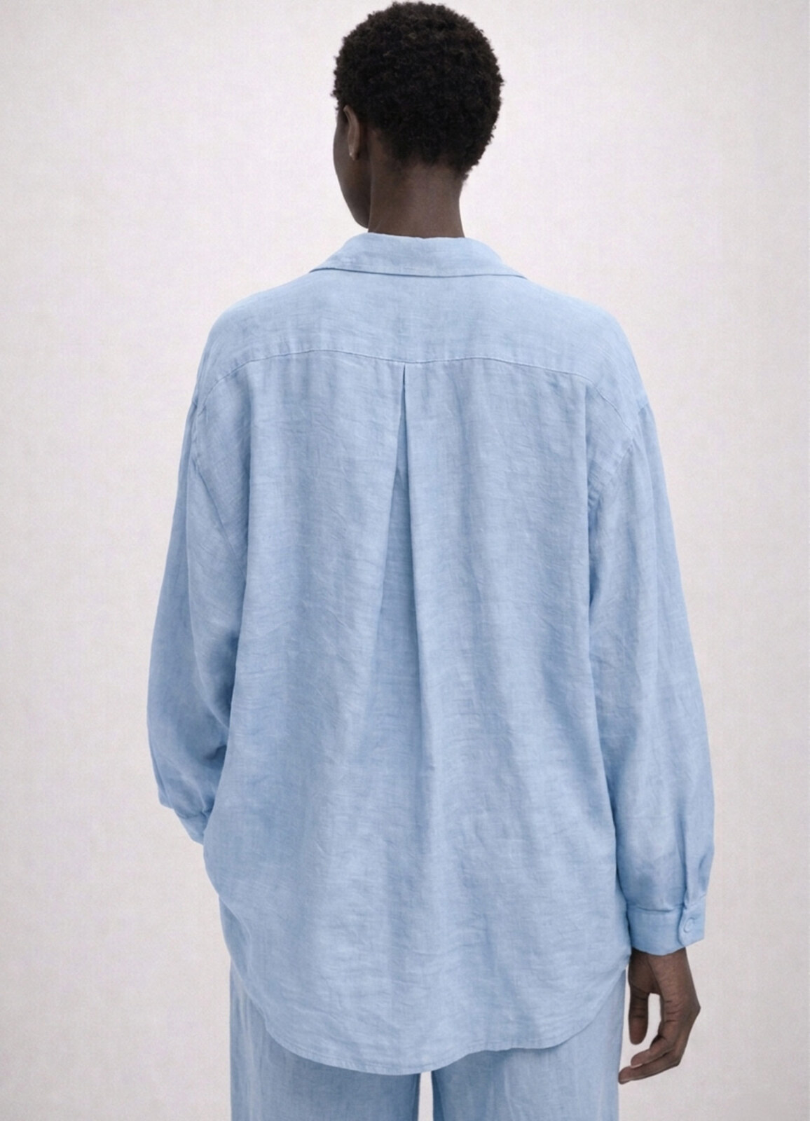 Açık Mavi Renk Modal Karışımlı Oversize Gömlek - 3