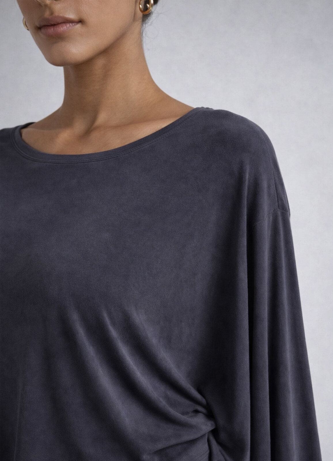 ANTRASİT Renk Modal Karışımlı Bluz - 3