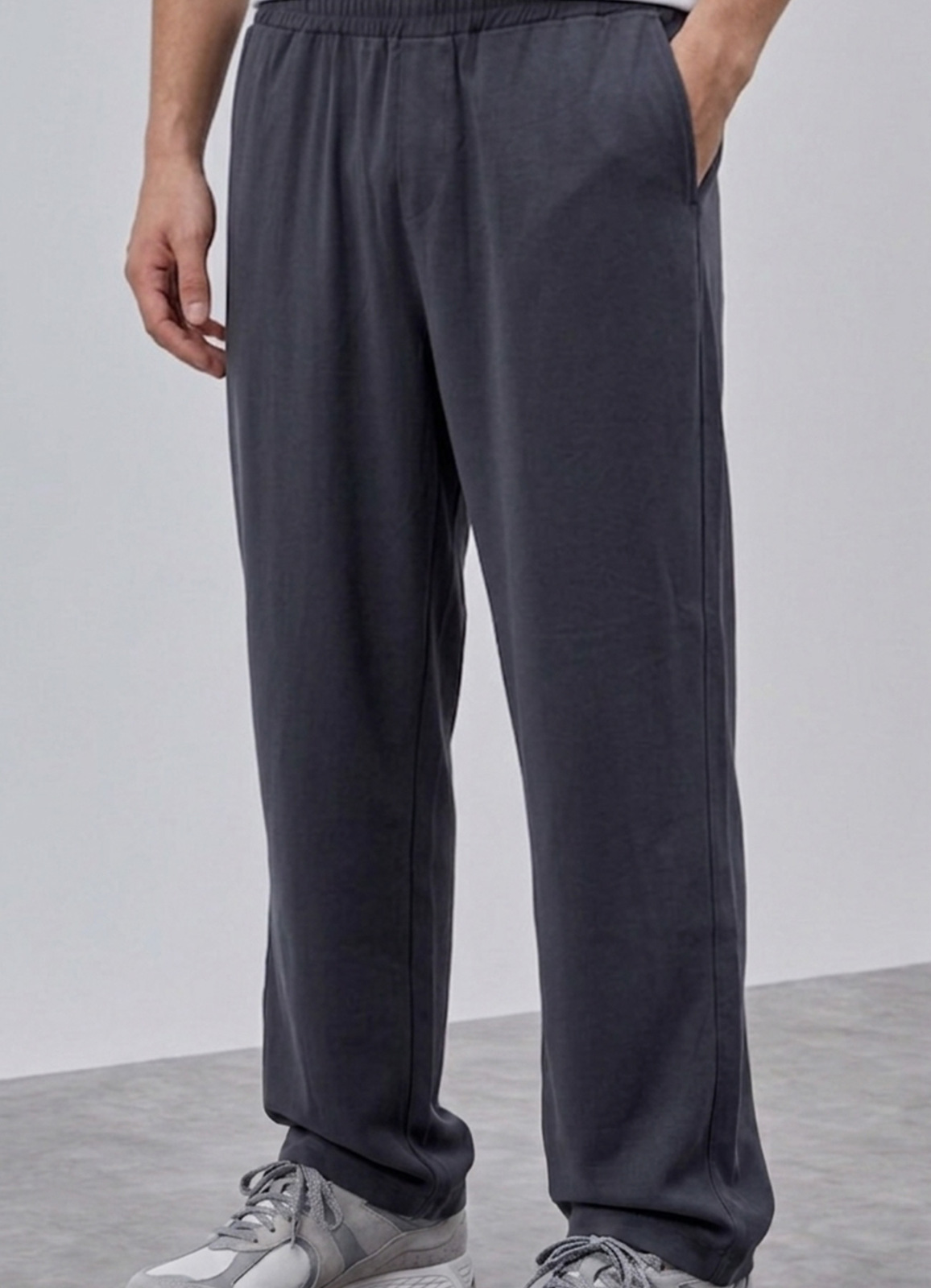 ANTRASİT Renk Tencel Karışımlı Pantolon - 2