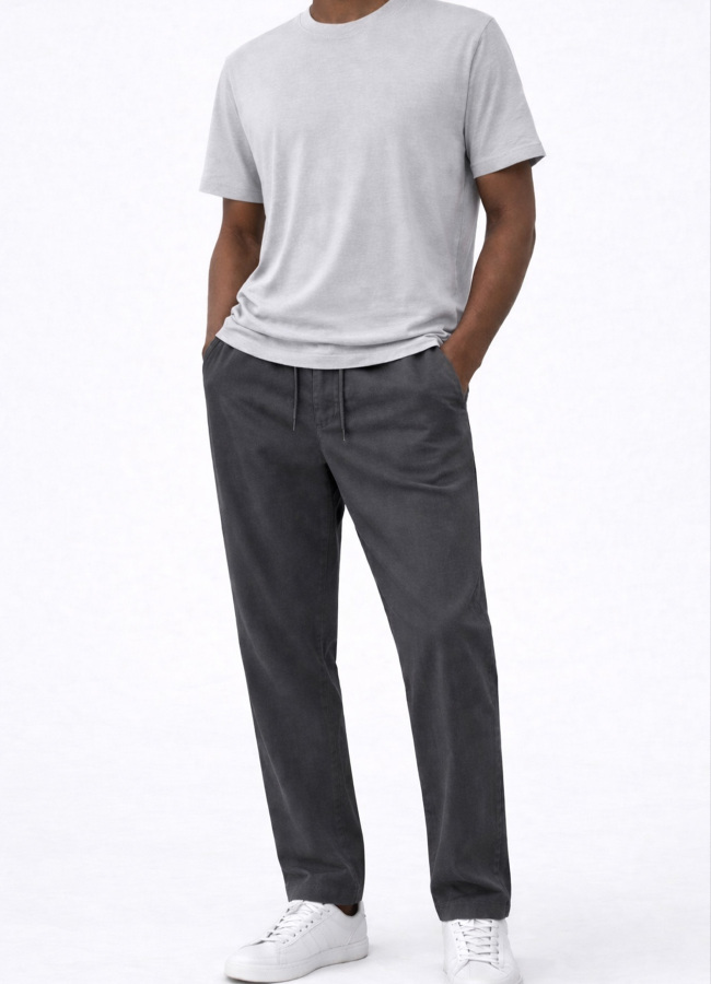 ANTRASİT Renk Tencel Karışımlı Relax Fit Pantolon - 3