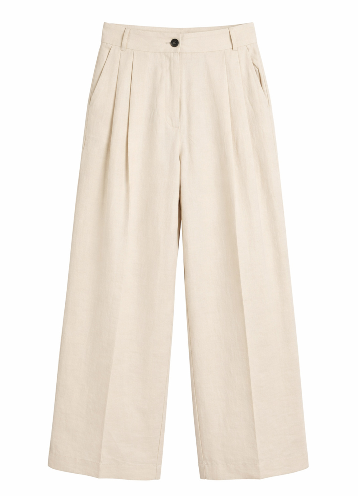 Bej Renk Lyocell Karışımlı Pileli Palazzo Pantolon - 2