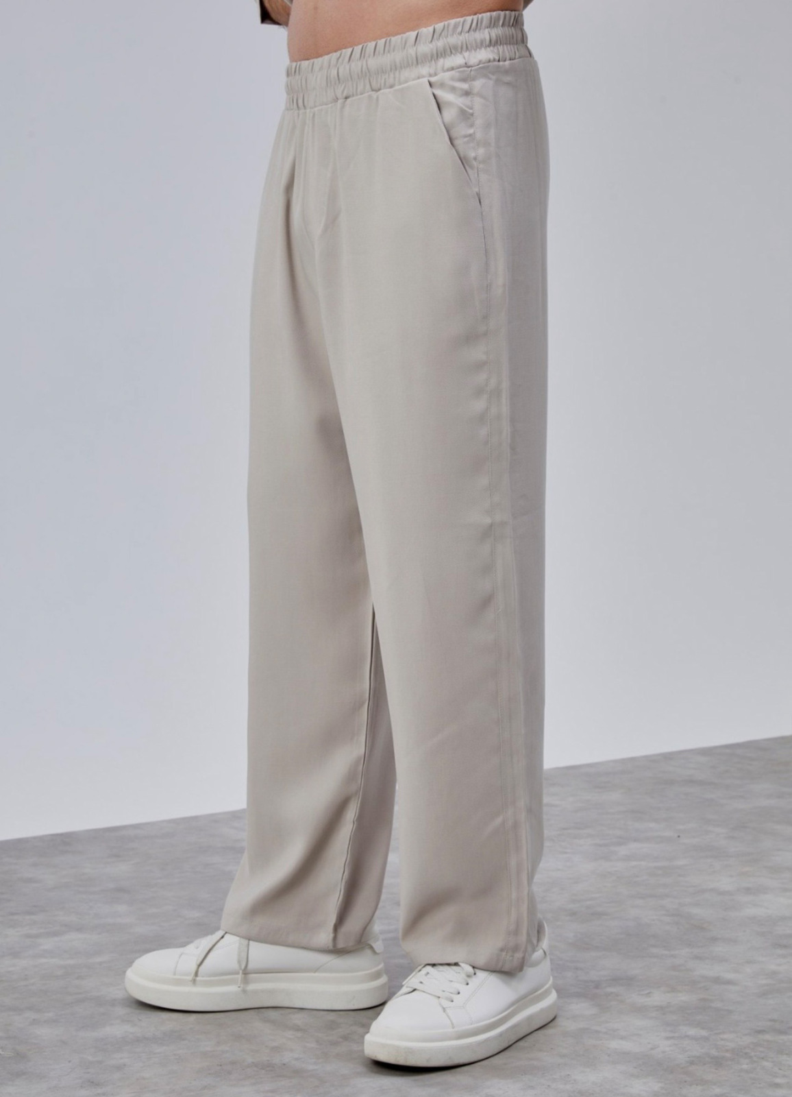 Bej Renk Tencel Karışımlı Pantolon - 3