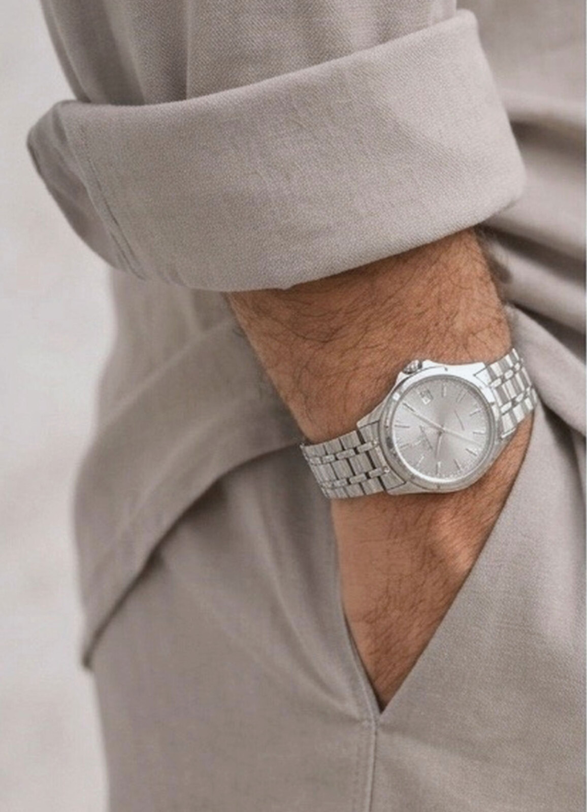 Bej Renk Tencel Karışımlı Gömlek - 2