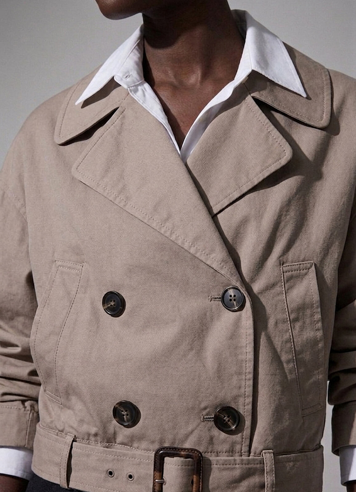 Bej Renk Pamuk Karışımlı Ceket - 2