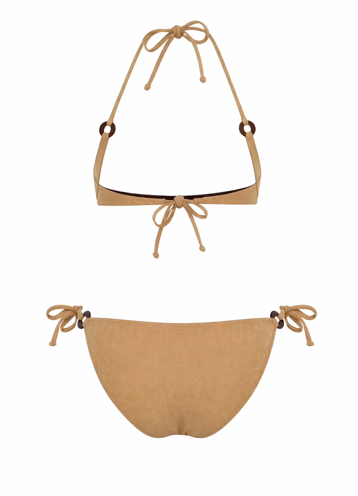 Bej Renk Süet Dokulu Üçgen Bikini Takım - 2