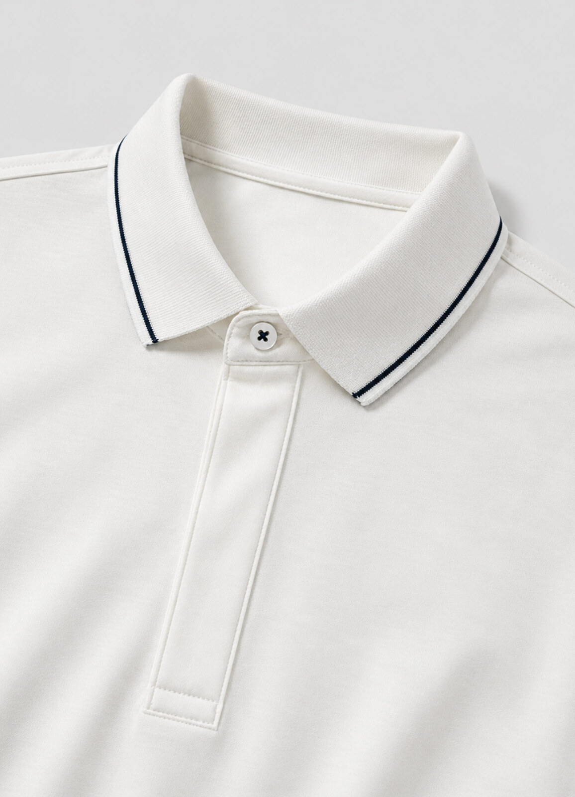 Beyaz Renk Apreli Polo Yaka Erkek T-Shirt - 2