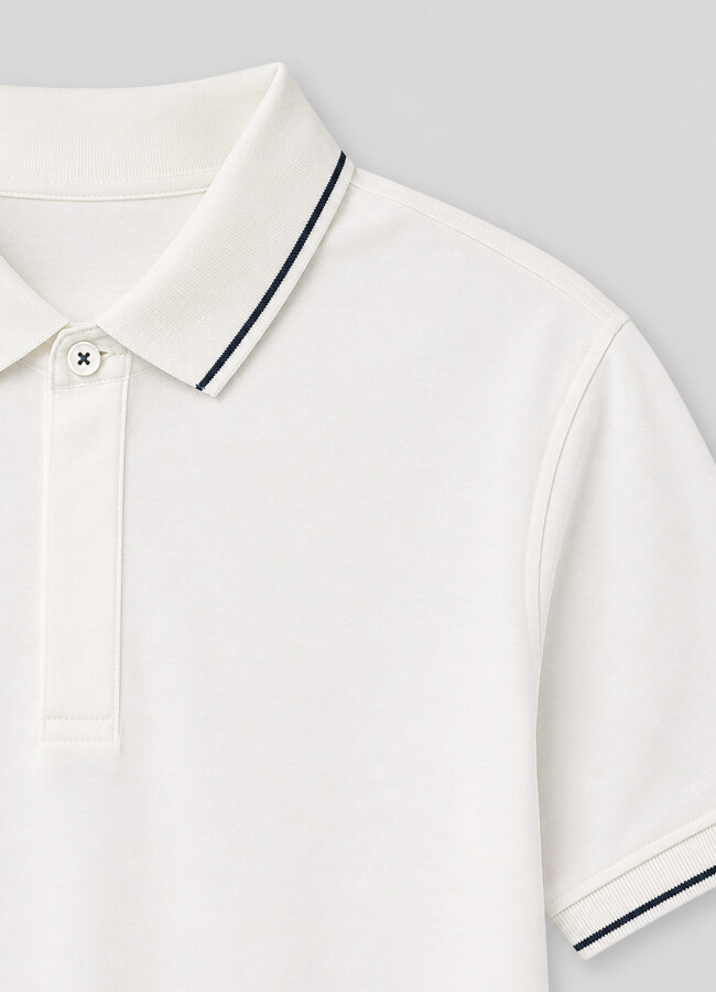 Beyaz Renk Apreli Polo Yaka Erkek T-Shirt - 3
