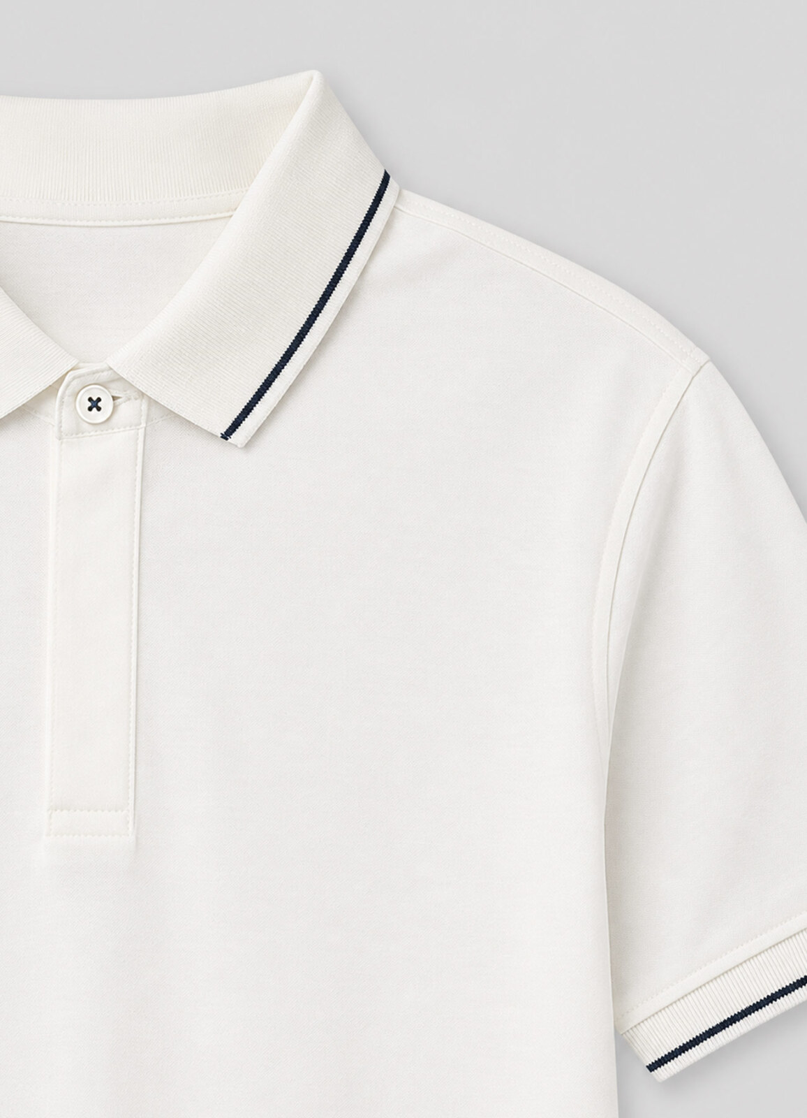 Beyaz Renk Apreli Polo Yaka Erkek T-Shirt - 3