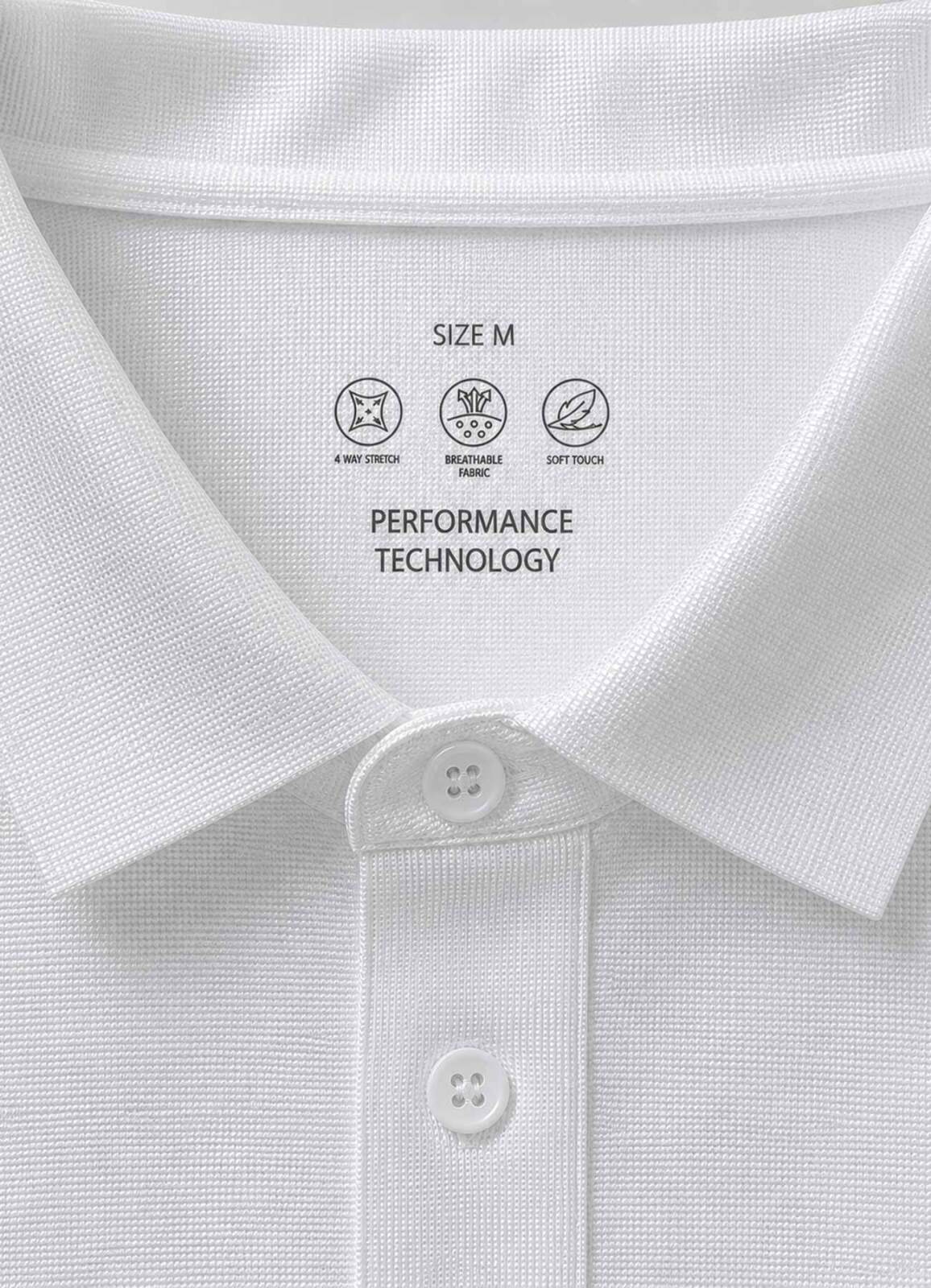 Beyaz Renk Dikişsiz Performans Kumaş Polo Yaka Tişört - 3