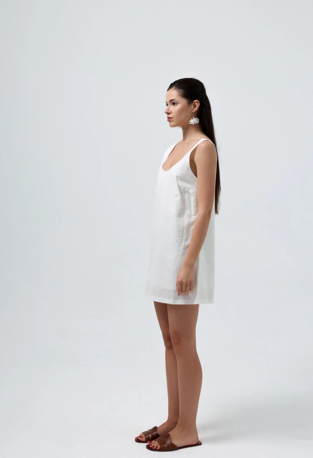 Beyaz Renk Ipecu Mini Dress - 3