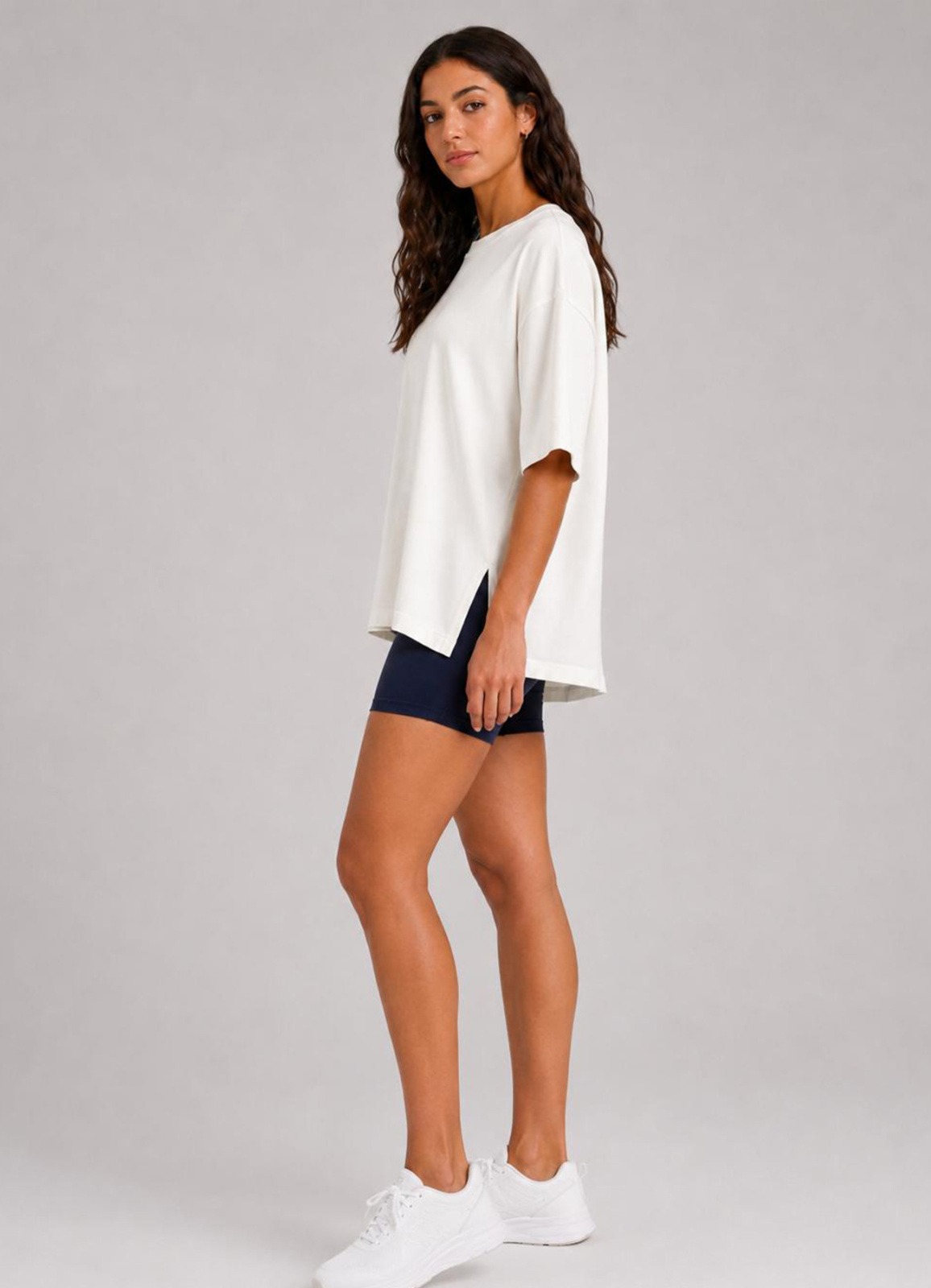Beyaz Renk Oversize Modal Tshirt - 4