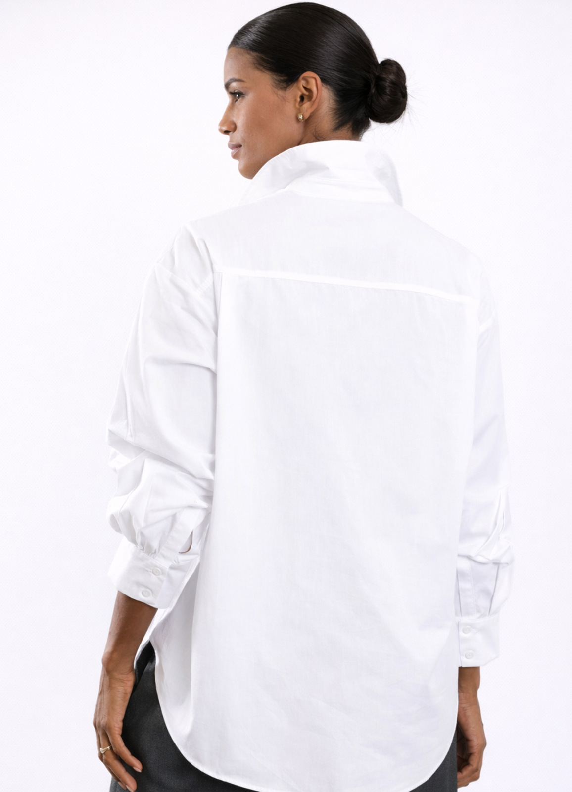 Beyaz Renk Oversize Poplin Gömlek - 5