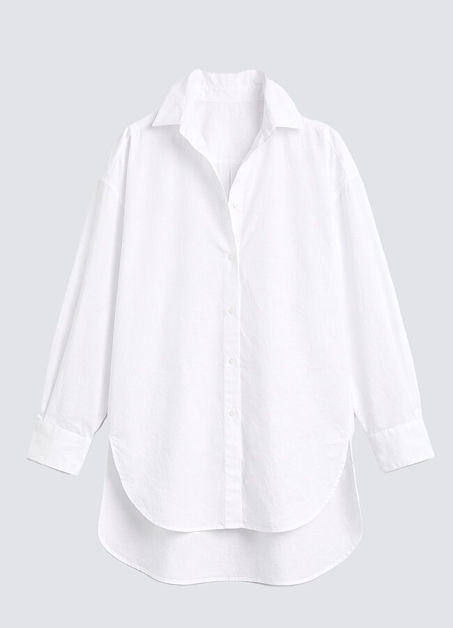 Beyaz Renk Oversize Poplin Gömlek