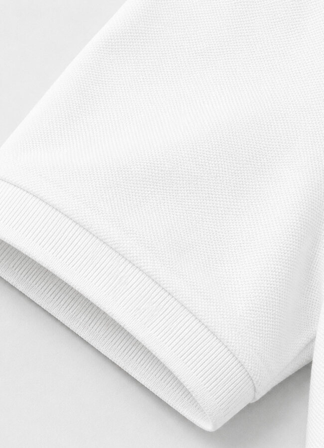 Beyaz Renk Pike Dokulu Polo Yaka Erkek T-Shirt - 5