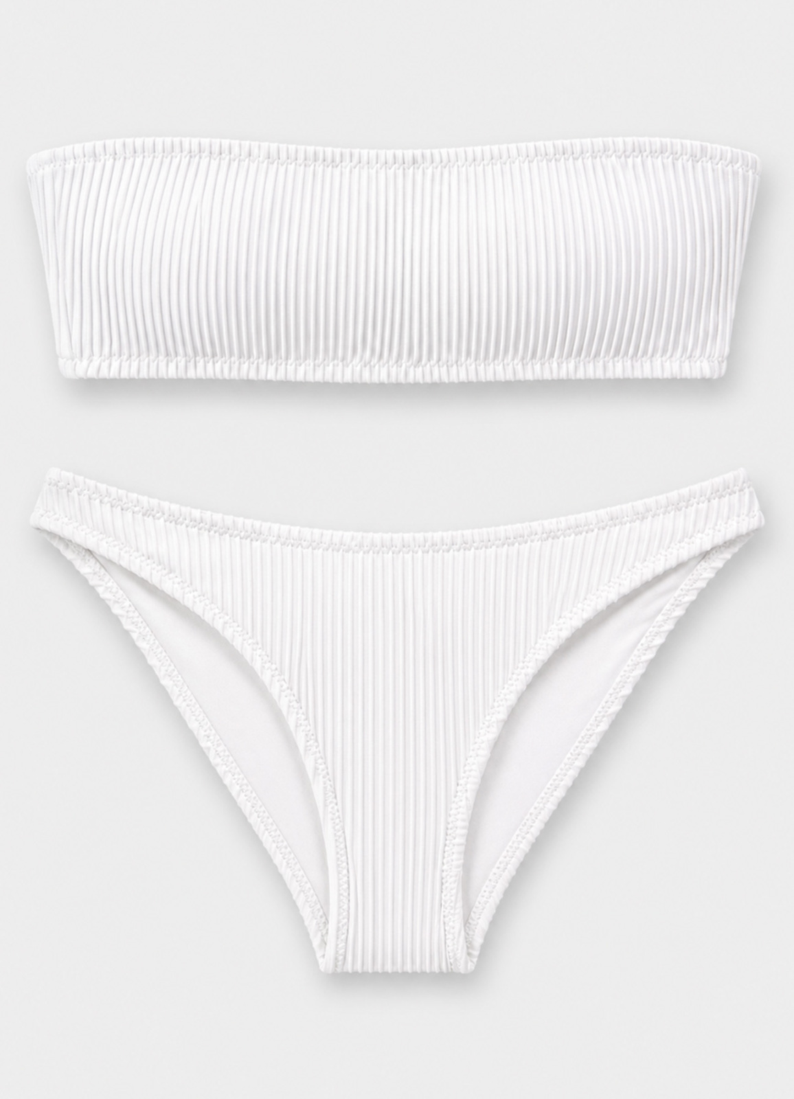 Beyaz Renk Straplez Fitilli Bikini Takımı - 2