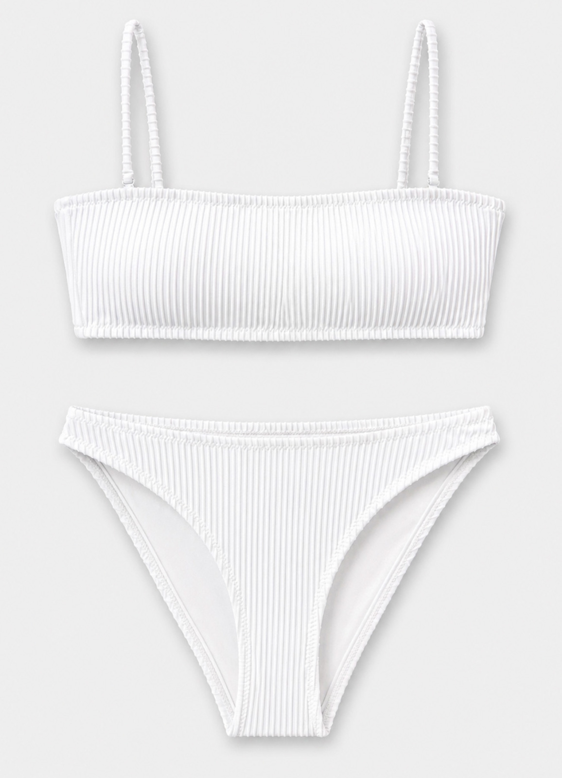 Beyaz Renk Straplez Fitilli Bikini Takımı - 3