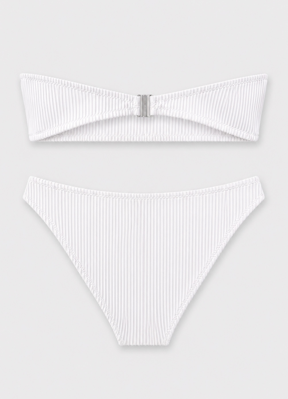 Beyaz Renk Straplez Fitilli Bikini Takımı - 4