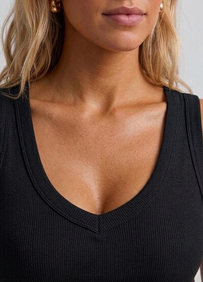 Siyah Renk Esnek Viskoz Atlet - 3