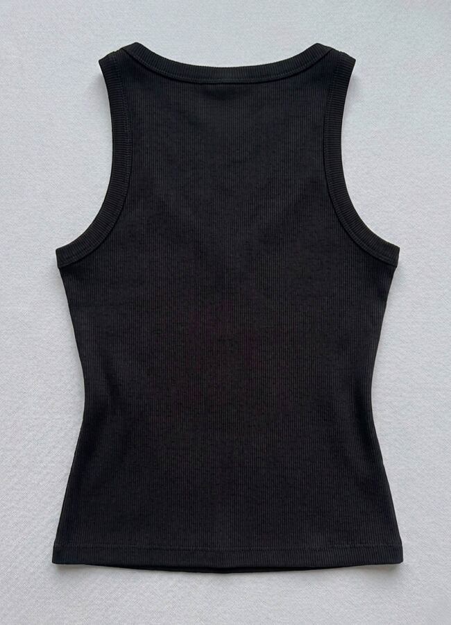 Siyah Renk Esnek Viskoz Atlet - 6