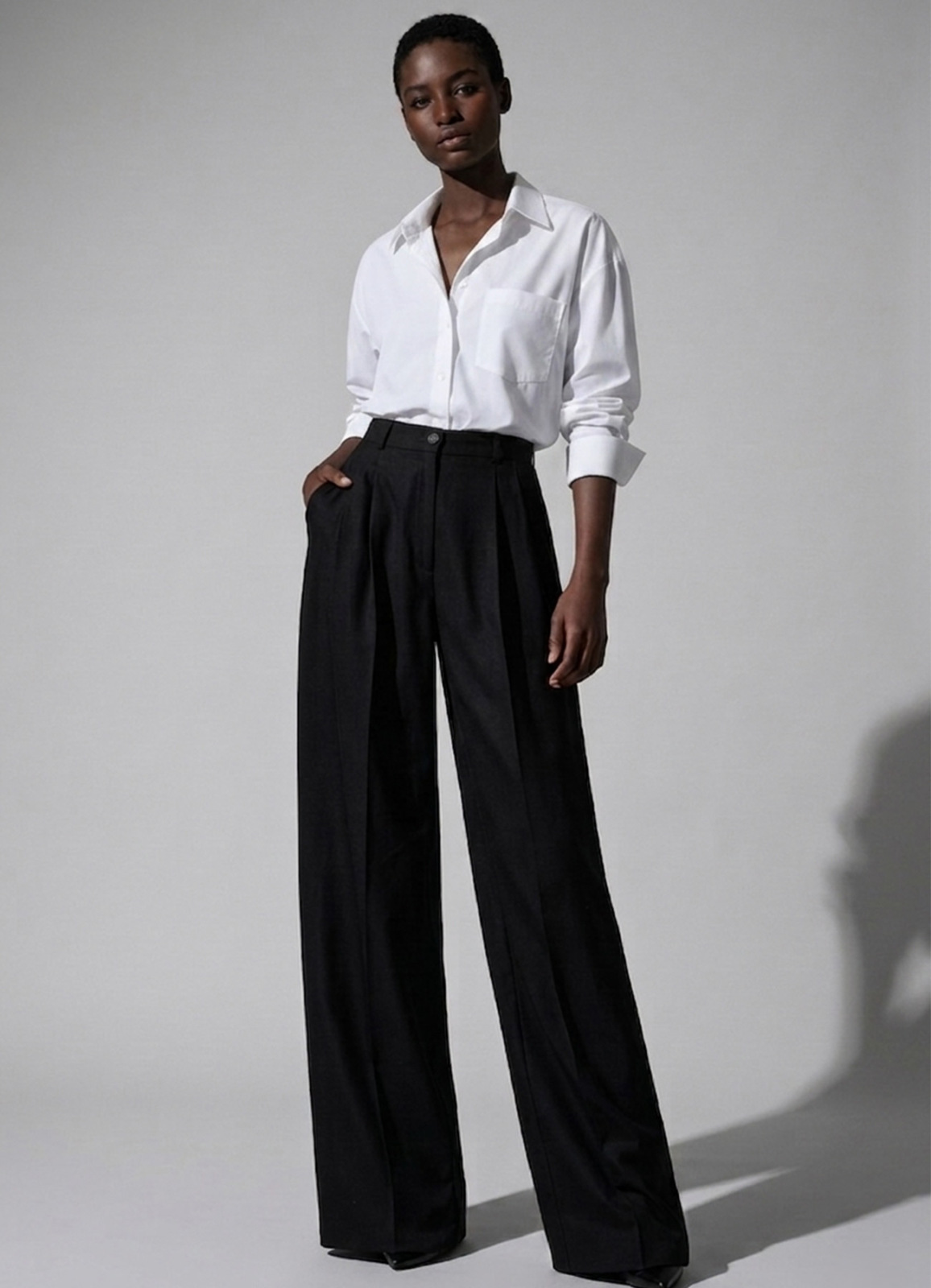 Siyah Renk Lyocell Karışımlı Pileli Palazzo Pantolon - 2