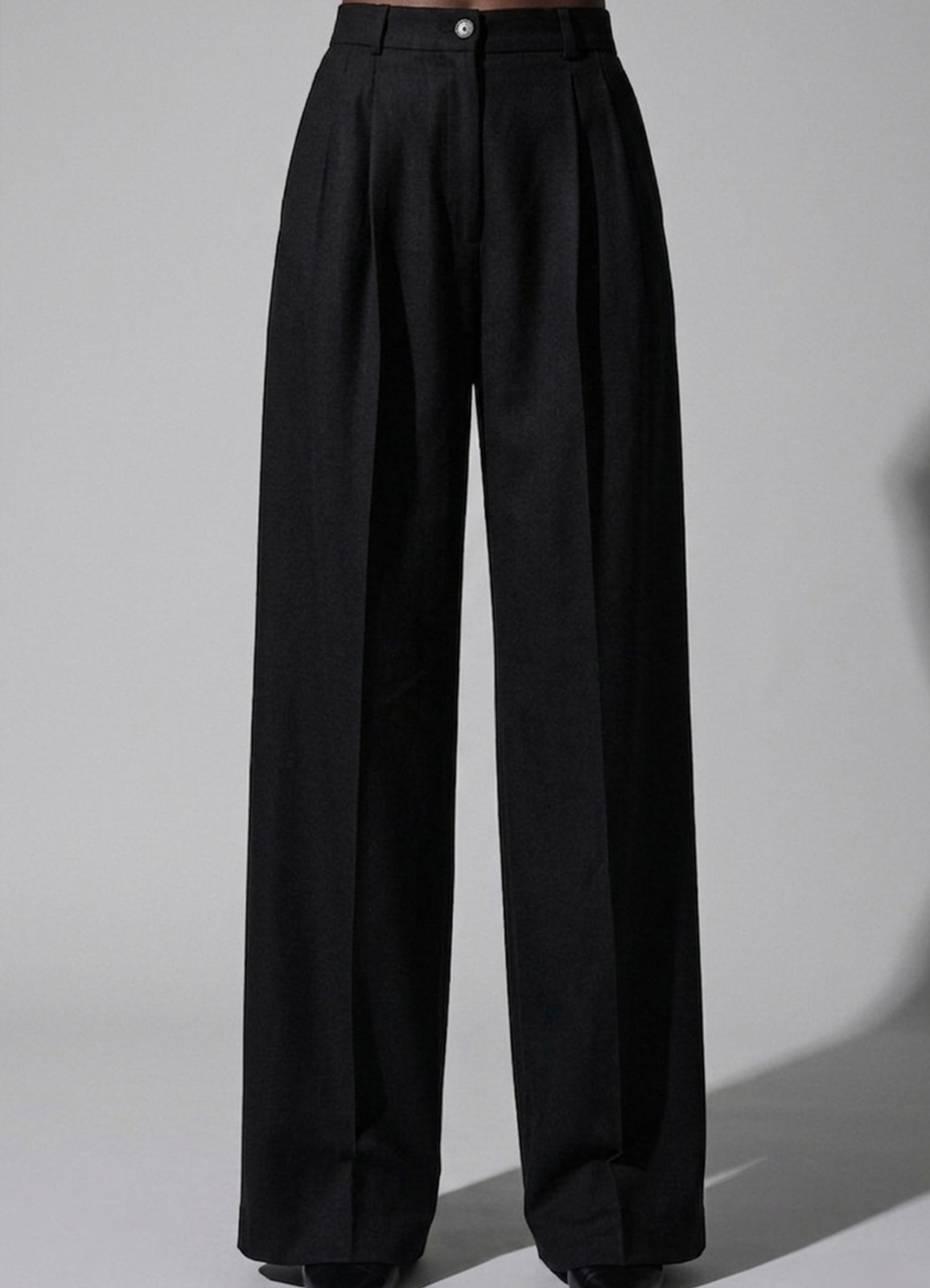 Siyah Renk Lyocell Karışımlı Pileli Palazzo Pantolon - 3