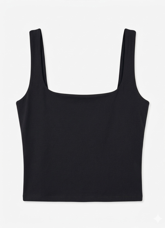 Siyah Renk Esnek Polyester Çift Katlı Atlet - 2