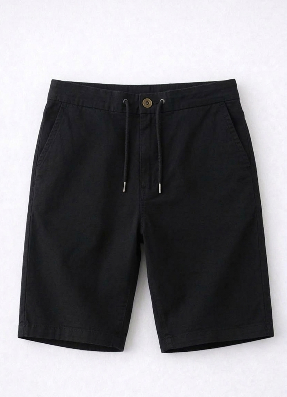 Siyah Renk Tencel Karışımlı Şort