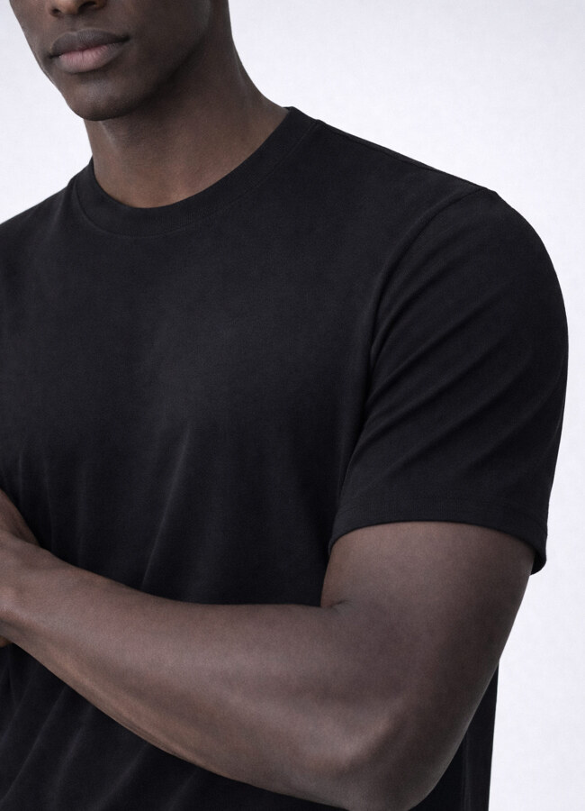 Siyah Renk Modal T-Shirt - 5