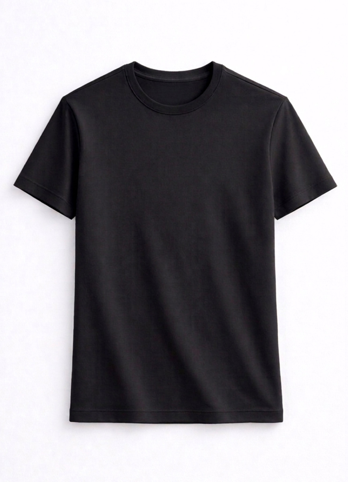 Siyah Renk Pamuk Karışımlı Tişört - 2