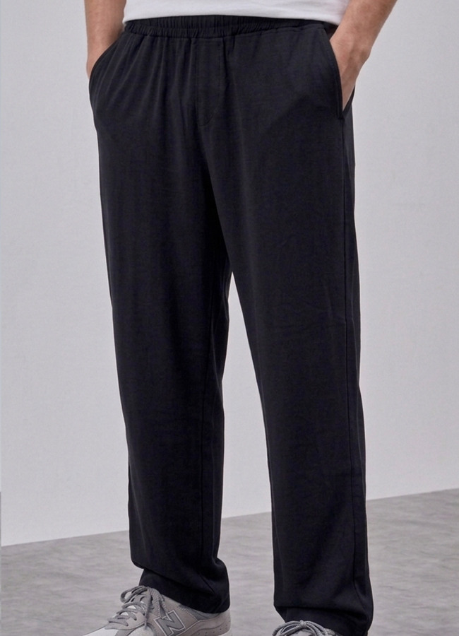 Siyah Renk Tencel Karışımlı Pantolon - 2