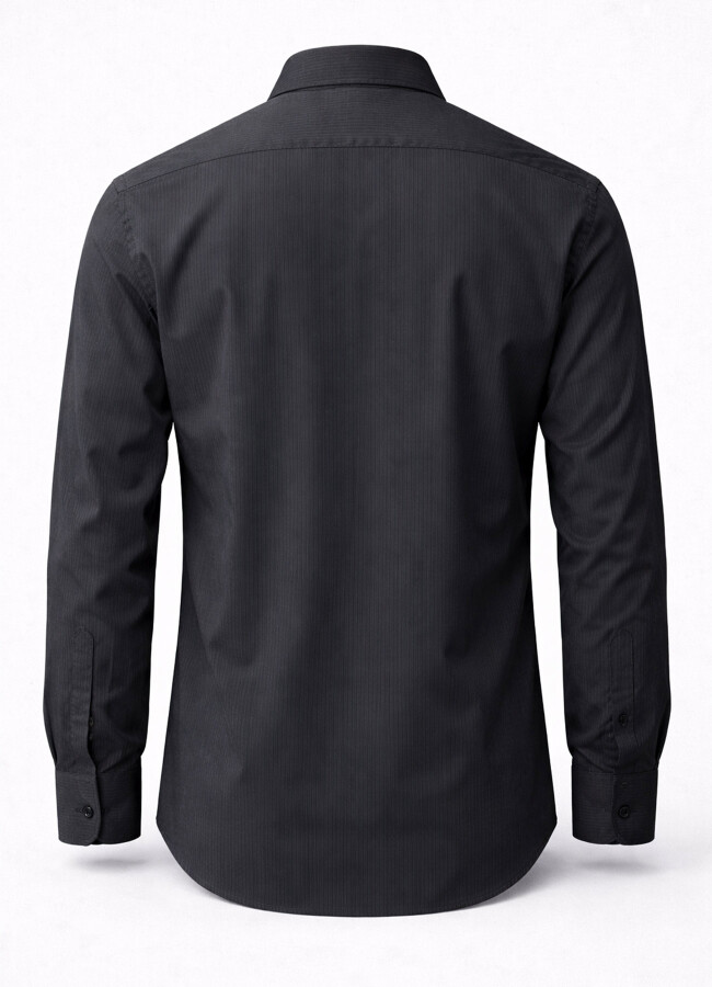 Siyah Renk Lyocell Dökümlü Gömlek - 2