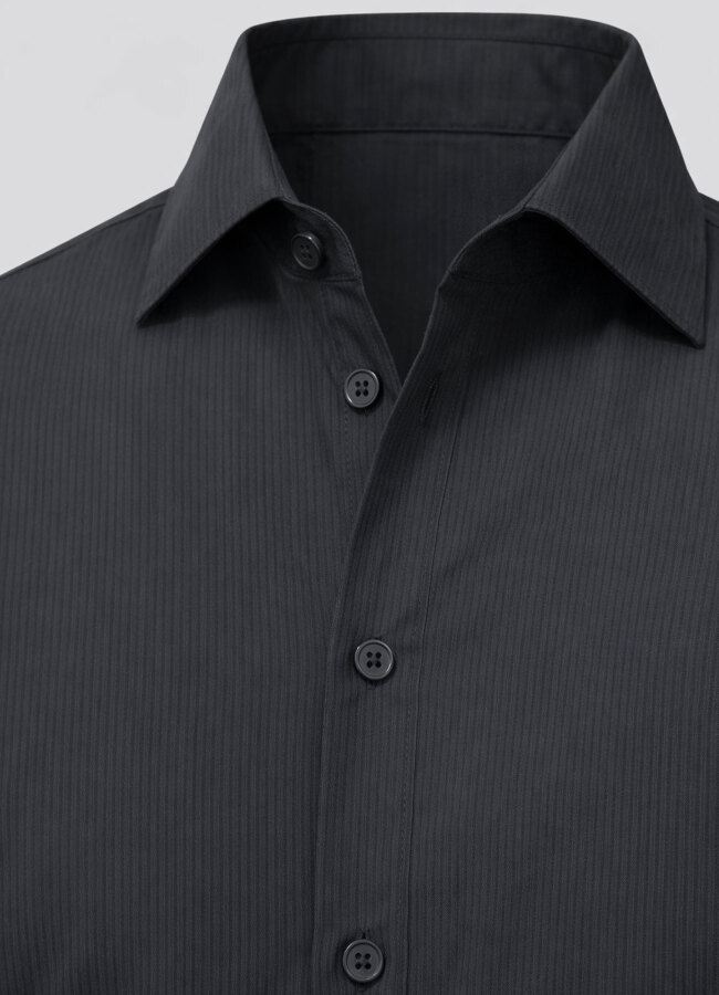 Siyah Renk Lyocell Dökümlü Gömlek - 4