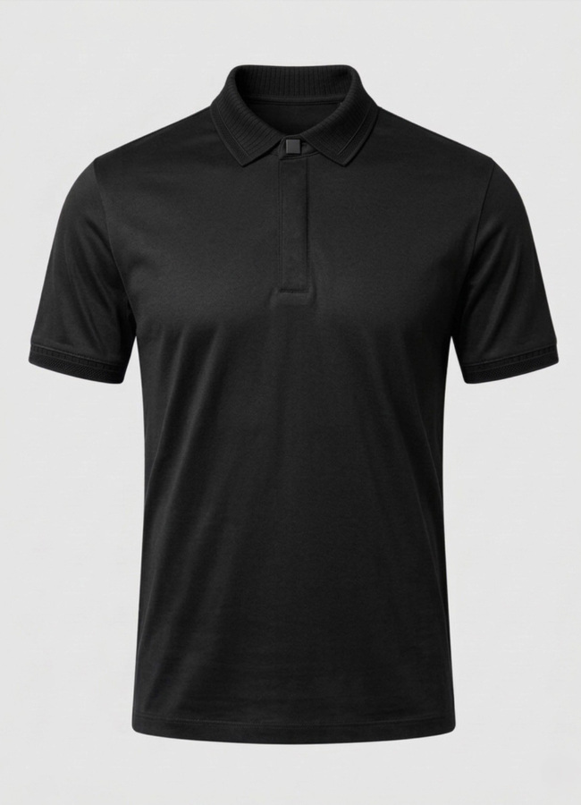 Siyah Renk Pamuk Karışımlı Polo Yaka T-Shirt