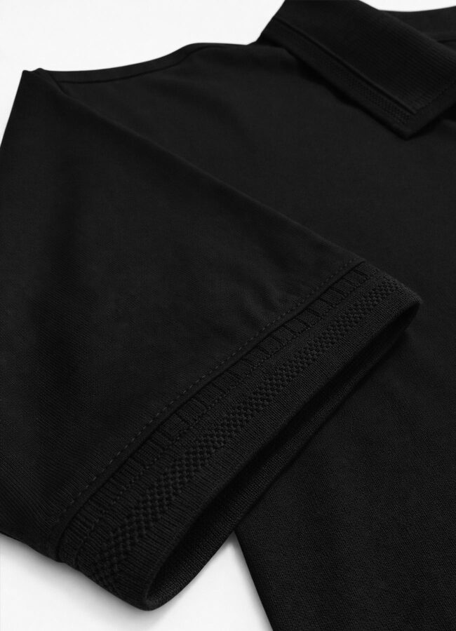 Siyah Renk Pamuk Karışımlı Polo Yaka T-Shirt - 3