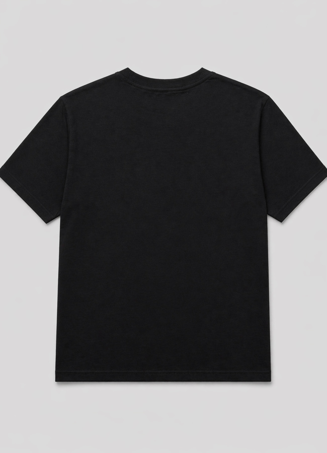 Siyah Renk Pamuklu Nakışlı Tişört - 2