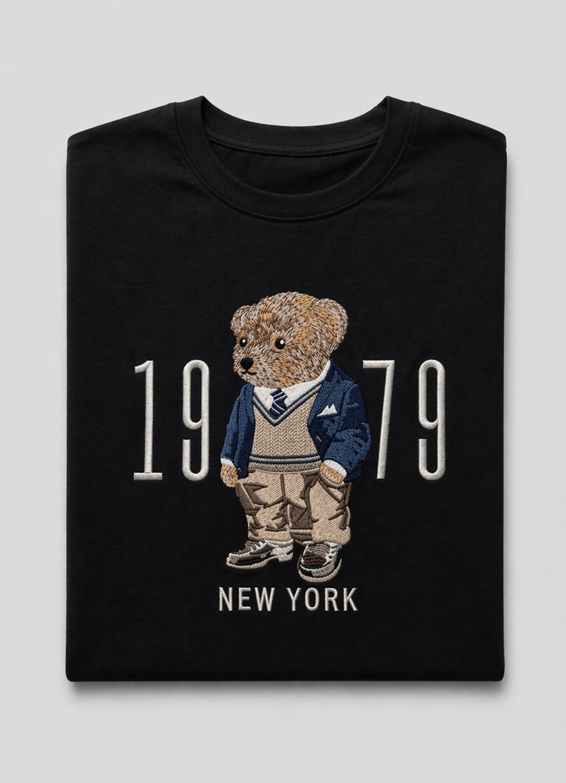 Siyah Renk Pamuklu Nakışlı Tişört - 3