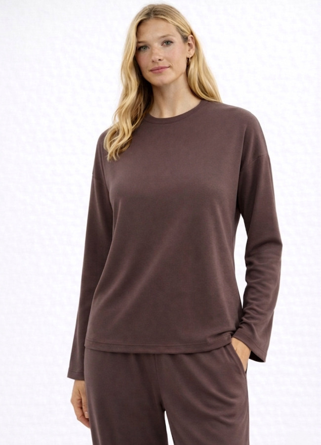 Kahve Renk Modal Karışımlı Bluz - 4