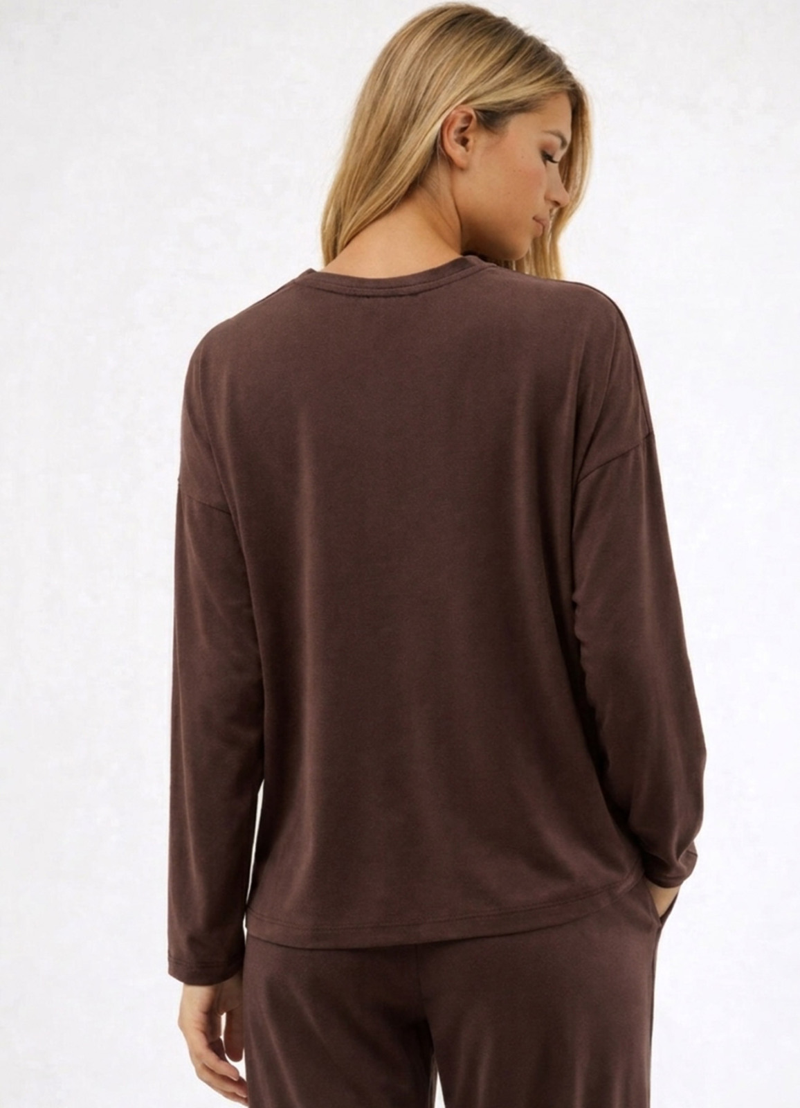 Kahve Renk Modal Karışımlı Bluz - 5