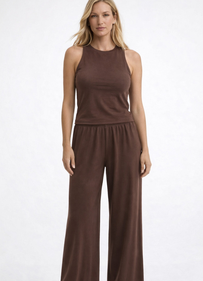 Kahve Renk Modal Karışımlı Bluz - 2