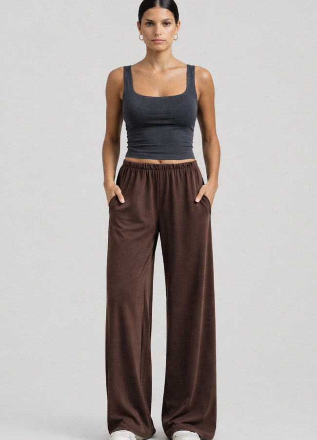 Kahve Renk Modal Karışımlı Pantolon