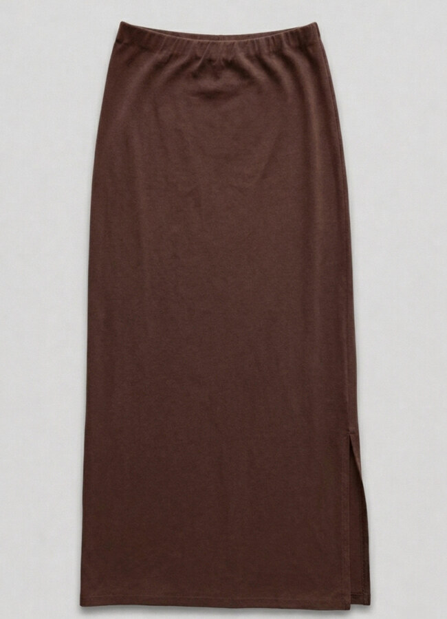 Kahve Renk Modal Karışımlı Etek - 3