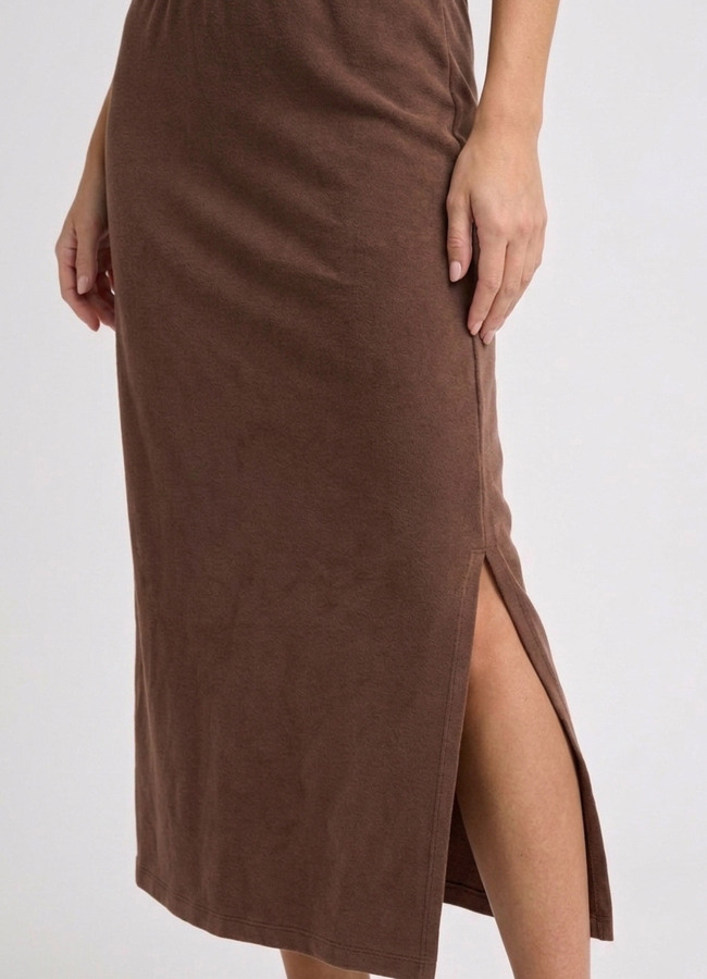 Kahve Renk Modal Karışımlı Etek - 5