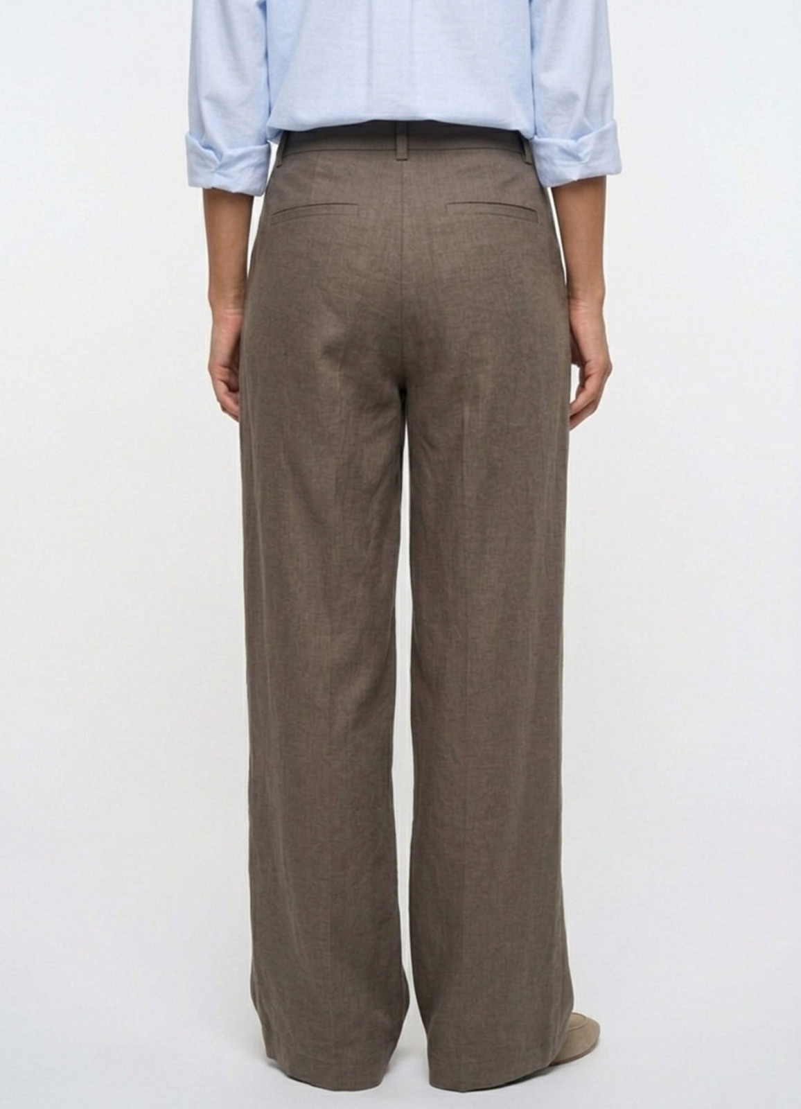 Kahve Renk Lyocell Karışımlı Pileli Palazzo Pantolon - 5