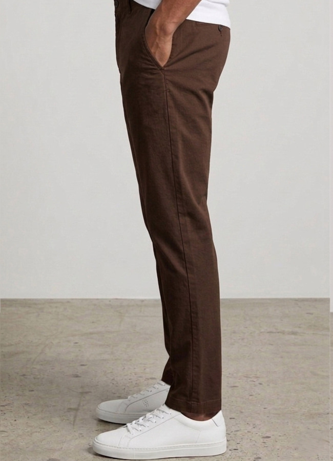 Kahve Renk Gabardin Regular Chino Pantolon - 2