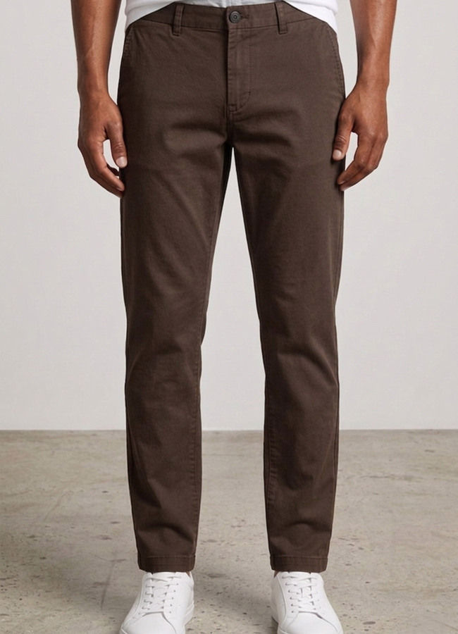 Kahve Renk Gabardin Regular Chino Pantolon